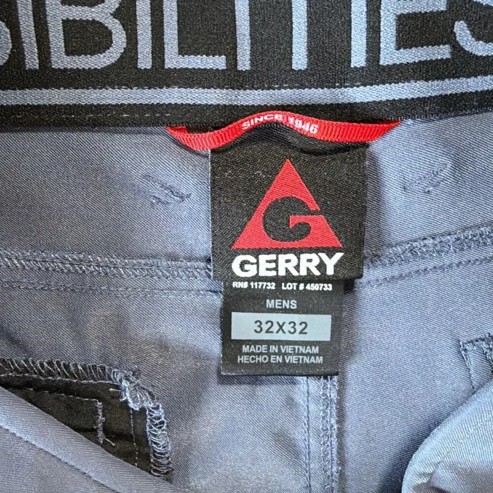 NWOT Gerry Mens 32x32 Blue Gray Stretch Hiking Pants Outdoor Utility Travel